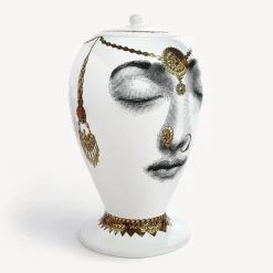 Fornasetti Vasi^Vaso Bollywood Bianco/Nero/Oro