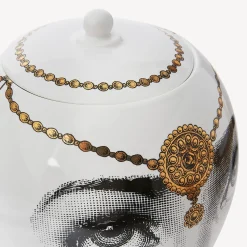 Fornasetti Vasi^Vaso Bollywood Bianco/Nero/Oro