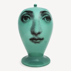 Fornasetti Vasi^Vaso Buongiorno/Buonanotte Verde/Nero
