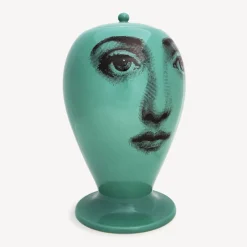 Fornasetti Vasi^Vaso Buongiorno/Buonanotte Verde/Nero