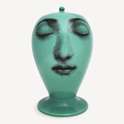 Fornasetti Vasi^Vaso Buongiorno/Buonanotte Verde/Nero