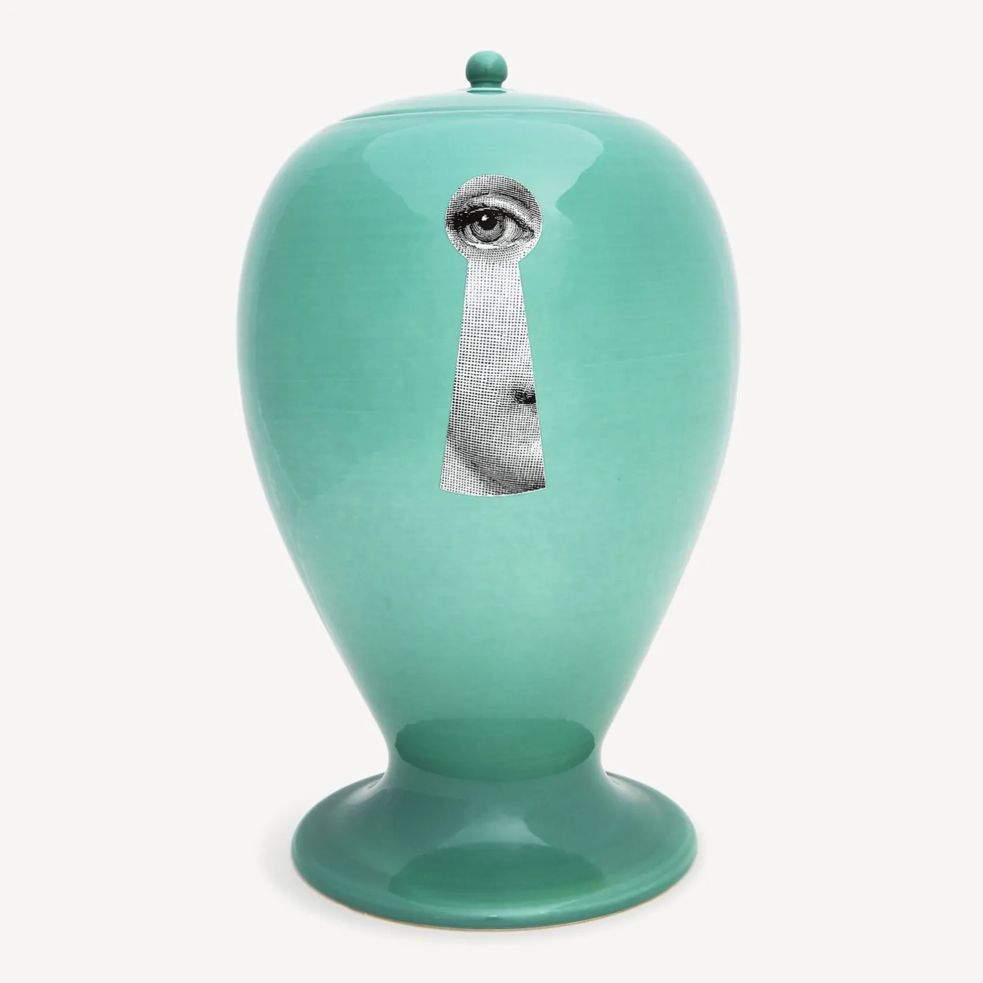 Fornasetti Vasi^Vaso Chiave/Serratura Verde/Nero