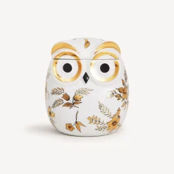 Fornasetti Piccoli Contenitori^Vaso Civetta Fiorata Bianco/Nero/Oro