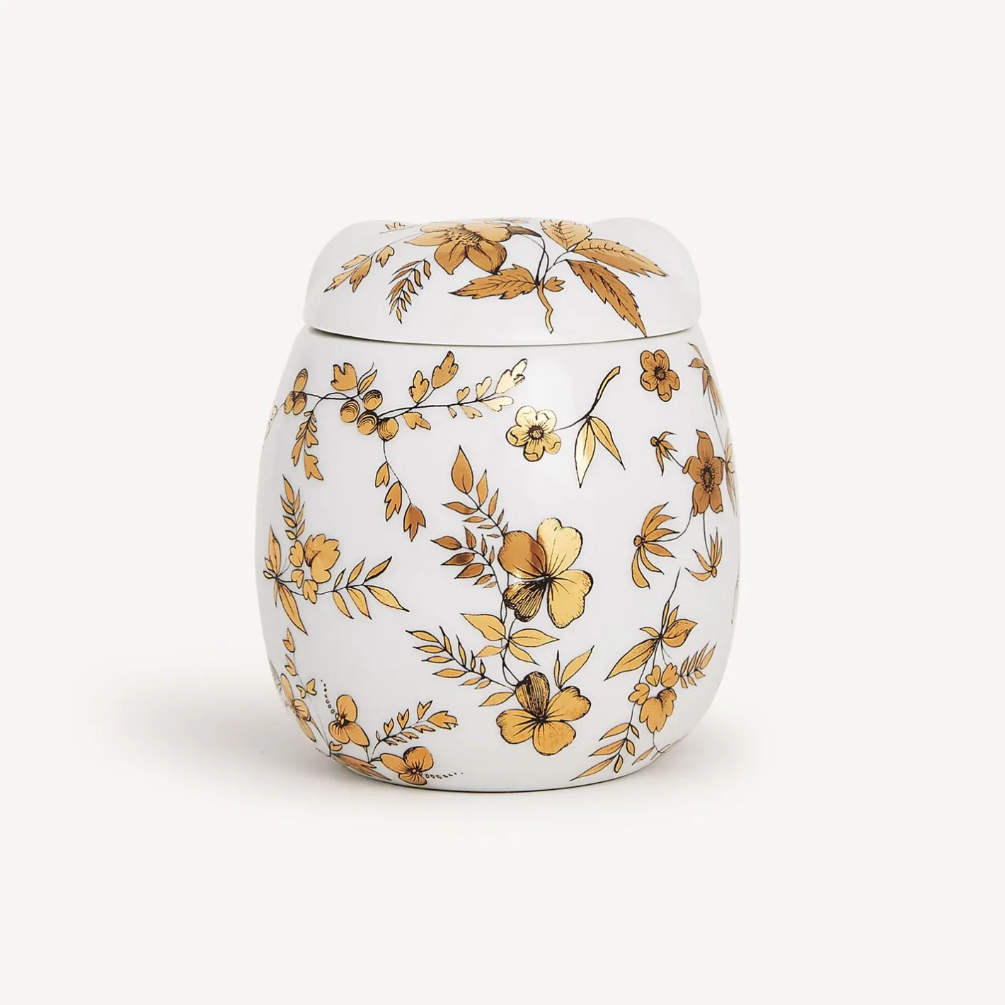 Fornasetti Piccoli Contenitori^Vaso Civetta Fiorata Bianco/Nero/Oro