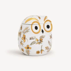 Fornasetti Piccoli Contenitori^Vaso Civetta Fiorata Bianco/Nero/Oro
