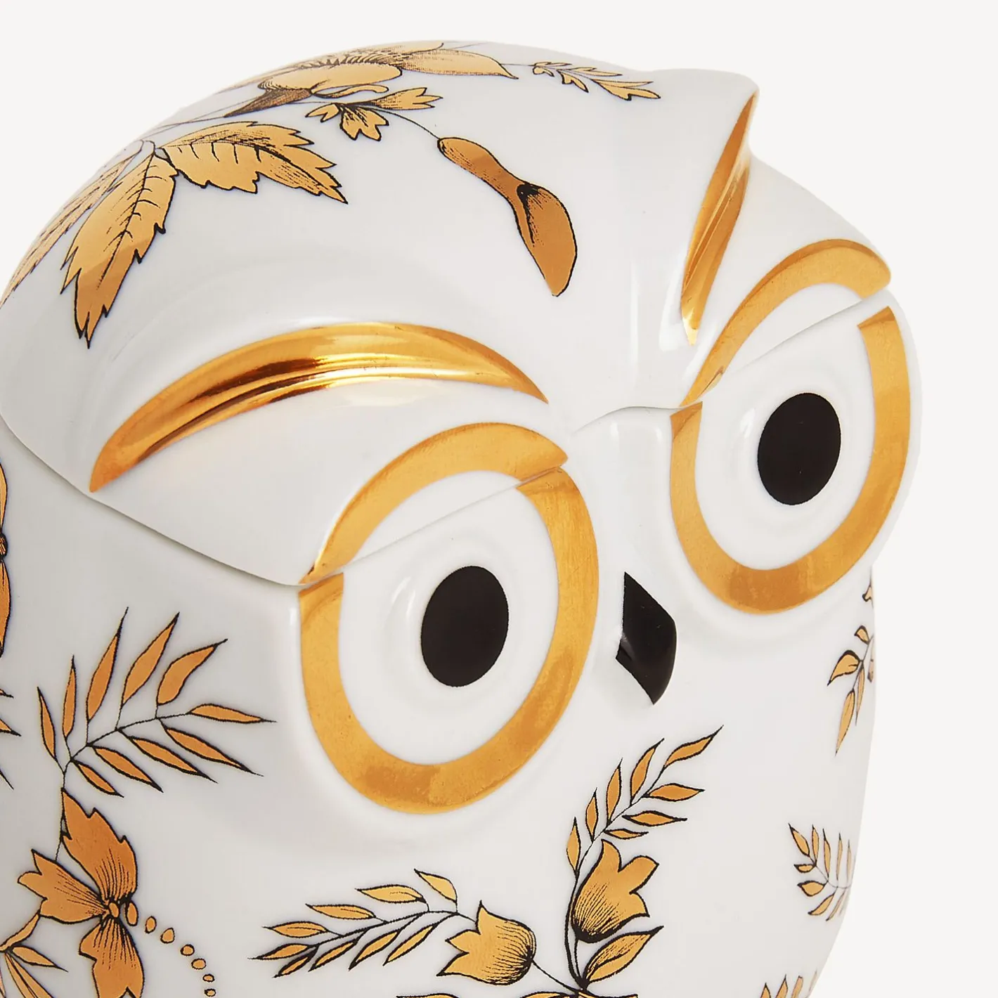 Fornasetti Piccoli Contenitori^Vaso Civetta Fiorata Bianco/Nero/Oro