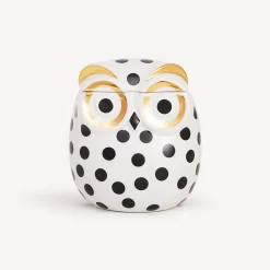 Fornasetti Piccoli Contenitori^Vaso Civetta Impallinata Bianco/Nero/Oro