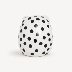 Fornasetti Piccoli Contenitori^Vaso Civetta Impallinata Bianco/Nero/Oro