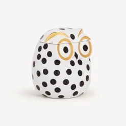 Fornasetti Piccoli Contenitori^Vaso Civetta Impallinata Bianco/Nero/Oro