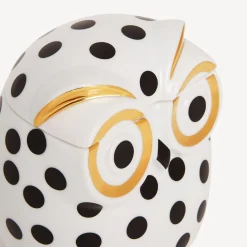 Fornasetti Piccoli Contenitori^Vaso Civetta Impallinata Bianco/Nero/Oro