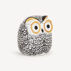 Fornasetti Piccoli Contenitori^Vaso Civetta Piumata Bianco/Nero/Oro