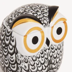 Fornasetti Piccoli Contenitori^Vaso Civetta Piumata Bianco/Nero/Oro