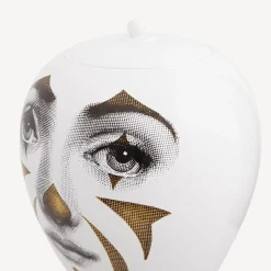 Fornasetti Vasi^Vaso Clown Maxi Bianco/Nero/Oro