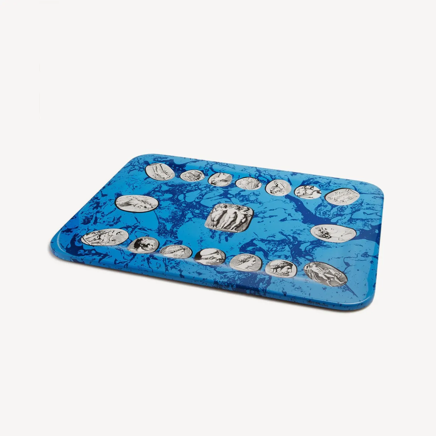 Fornasetti Vassoi E Pliants Decorativi^Vassoio Cammei Bianco/Nero/Azzurro