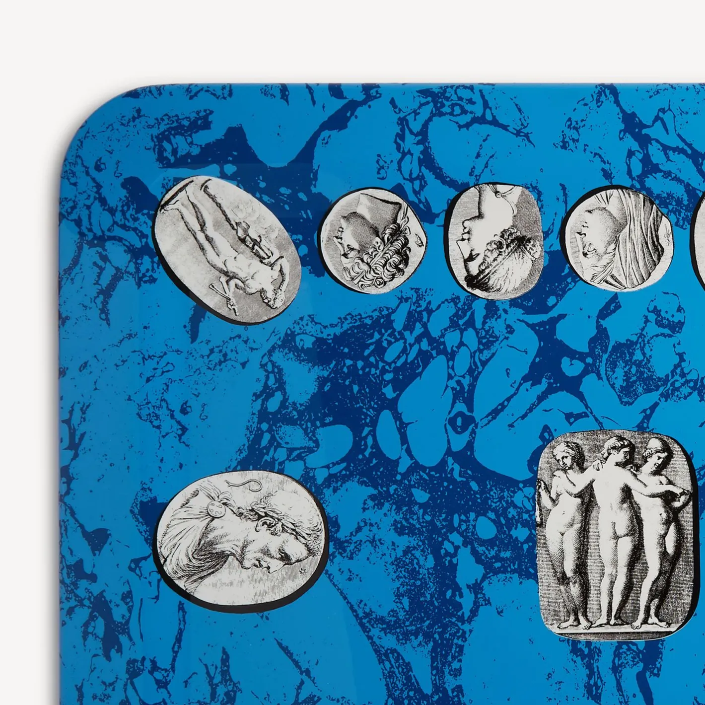 Fornasetti Vassoi E Pliants Decorativi^Vassoio Cammei Bianco/Nero/Azzurro