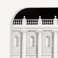 Fornasetti Vassoi E Pliants Decorativi^Vassoio Casa Con Colonne Bianco Nero