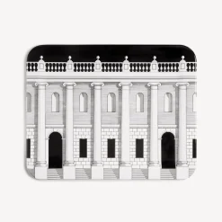 Fornasetti Vassoi E Pliants Decorativi^Vassoio Casa Con Colonne Bianco Nero