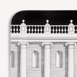 Fornasetti Vassoi E Pliants Decorativi^Vassoio Casa Con Colonne Bianco Nero