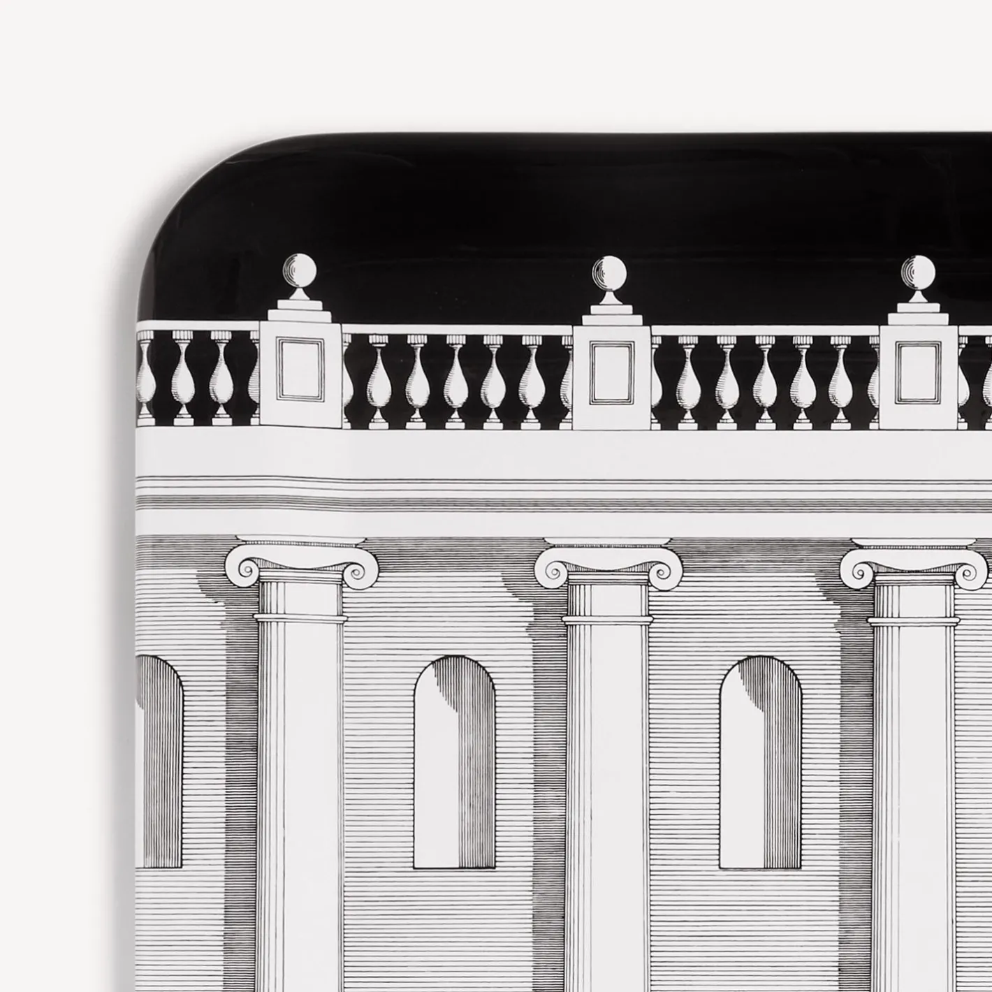 Fornasetti Vassoi E Pliants Decorativi^Vassoio Casa Con Colonne Bianco Nero
