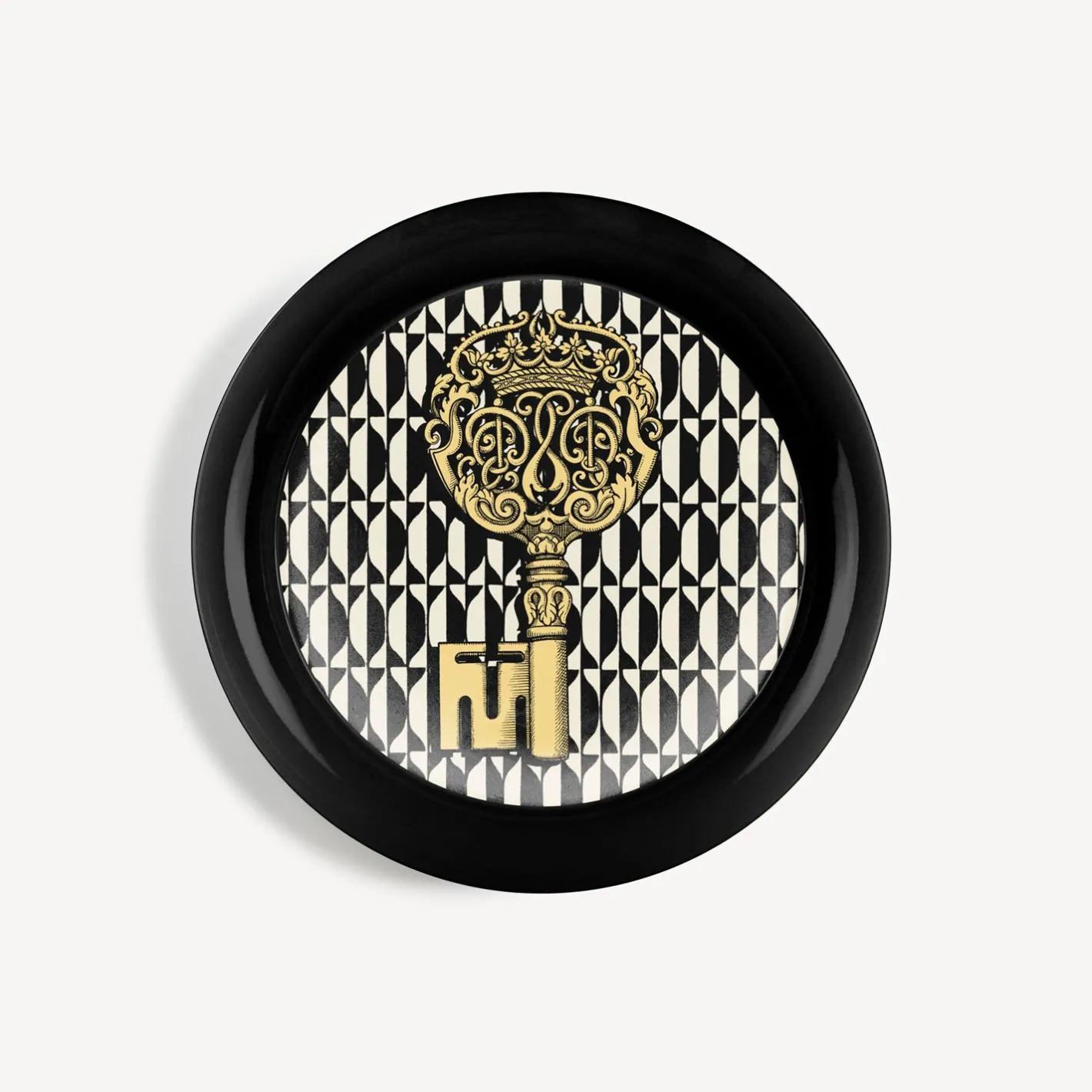 Fornasetti Vassoi E Pliants Decorativi^Vassoio Chiavi E Losanghe Bianco/Nero/Oro