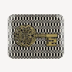 Fornasetti Vassoi E Pliants Decorativi^Vassoio Chiavi E Losanghe Bianco/Nero/Oro
