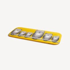 Fornasetti Vassoi E Pliants Decorativi^Vassoio Civette Bianco/Nero/Giallo