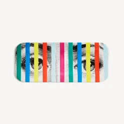Fornasetti Vassoi E Pliants Decorativi^Vassoio Faccia E Strisce Multicolore