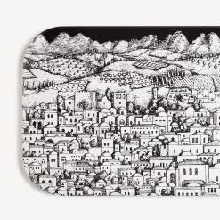 Fornasetti Vassoi E Pliants Decorativi^Vassoio Gerusalemme Bianco Nero