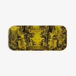 Fornasetti Vassoi E Pliants Decorativi^Vassoio Giardino Settecentesco Nero Giallo
