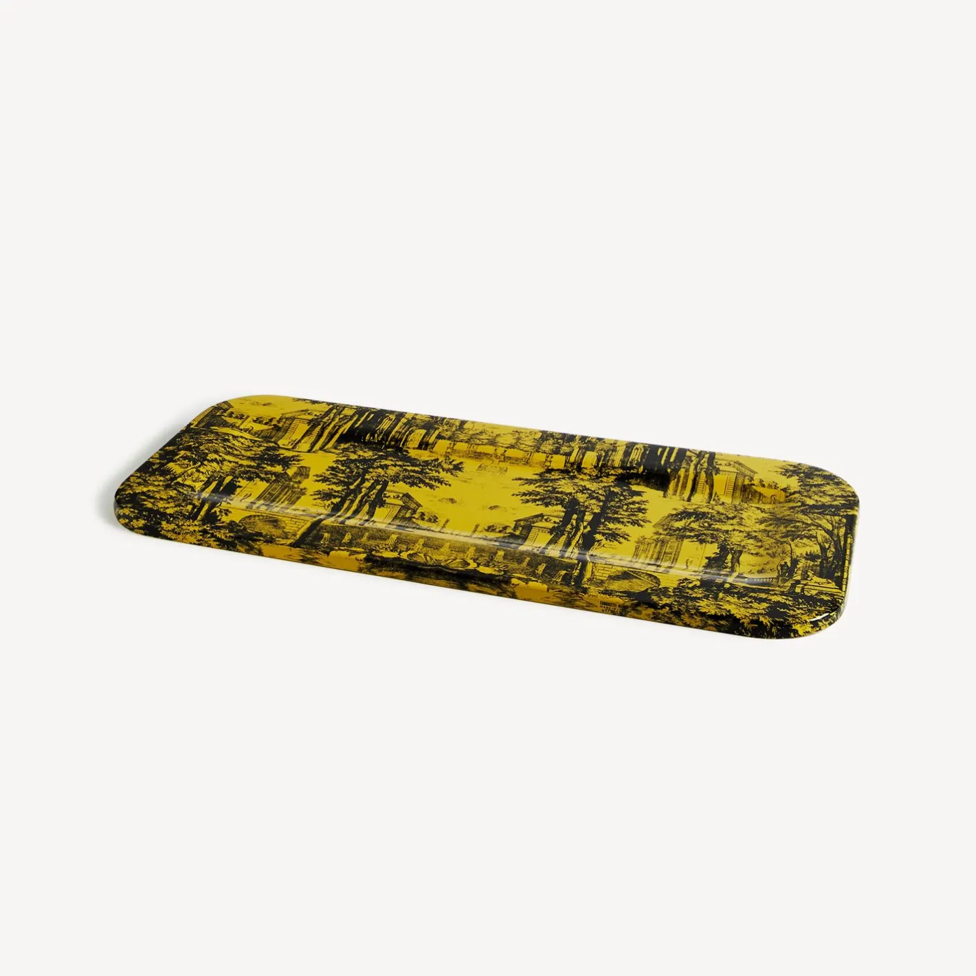 Fornasetti Vassoi E Pliants Decorativi^Vassoio Giardino Settecentesco Nero Giallo