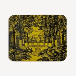 Fornasetti Vassoi E Pliants Decorativi^Vassoio Giardino Settecentesco Nero Giallo