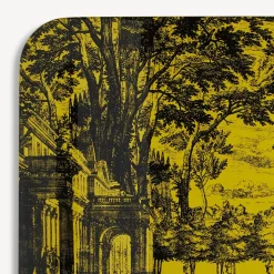 Fornasetti Vassoi E Pliants Decorativi^Vassoio Giardino Settecentesco Nero Giallo