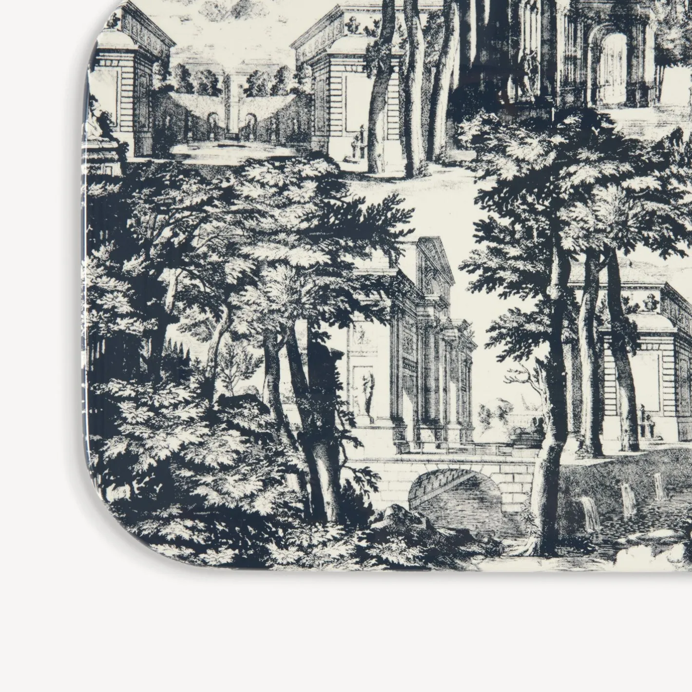 Fornasetti Vassoi E Pliants Decorativi^Vassoio Giardino Settecentesco Blu/Avorio
