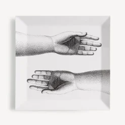 Fornasetti Vassoi Decorativi^Vassoio Mani Bianco Nero