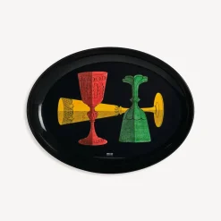 Fornasetti Vassoi E Pliants Decorativi^Vassoio Ovale Bicchieri Multicolore