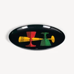 Fornasetti Vassoi E Pliants Decorativi^Vassoio Ovale Bicchieri Multicolore