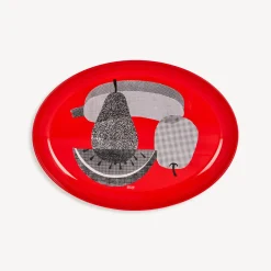Fornasetti Vassoi E Pliants Decorativi^Vassoio Ovale Frutti E Legumi Retinati Rosso/Bianco/Nero