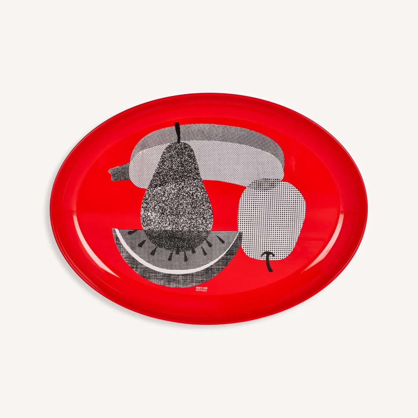 Fornasetti Vassoi E Pliants Decorativi^Vassoio Ovale Frutti E Legumi Retinati Rosso/Bianco/Nero
