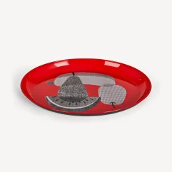 Fornasetti Vassoi E Pliants Decorativi^Vassoio Ovale Frutti E Legumi Retinati Rosso/Bianco/Nero