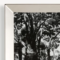 Fornasetti Vassoi Decorativi^Vassoio Quadrato Giardino Settecentesco Bianco Nero