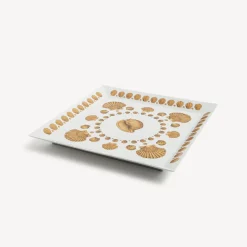 Fornasetti Vassoi Decorativi^Vassoio Quadrato Giro Di Conchiglie Bianco/Nero/Oro