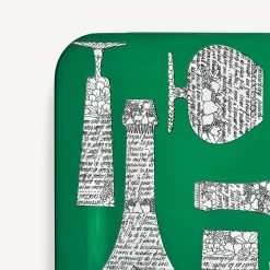 Fornasetti Vassoi E Pliants Decorativi^Vassoio Rettangolare Bottiglie Cocktail Verde/Bianco/Nero