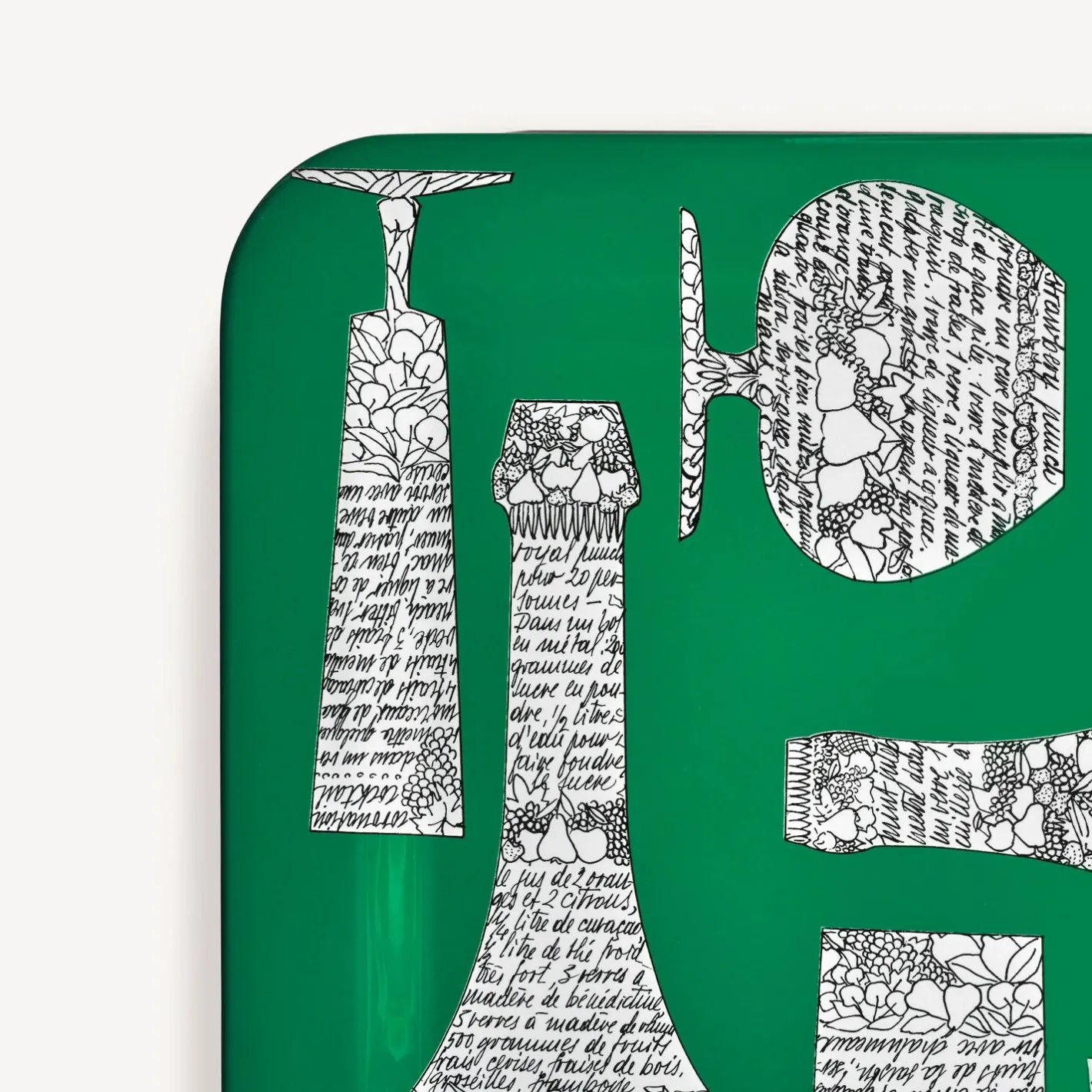 Fornasetti Vassoi E Pliants Decorativi^Vassoio Rettangolare Bottiglie Cocktail Verde/Bianco/Nero