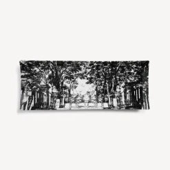 Fornasetti Vassoi Decorativi^Vassoio Rettangolare Giardino Settecentesco Bianco Nero