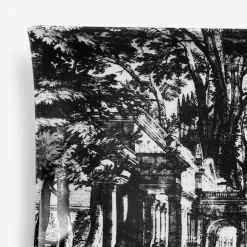 Fornasetti Vassoi Decorativi^Vassoio Rettangolare Giardino Settecentesco Bianco Nero