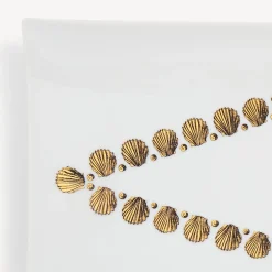 Fornasetti Vassoi Decorativi^Vassoio Rettangolare Giro Di Conchiglie Bianco/Nero/Oro