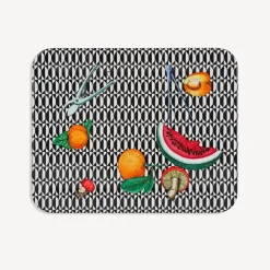 Fornasetti Vassoi E Pliants Decorativi^Vassoio Rettangolare Oggetti E Frutti Su Geometrico Multicolore