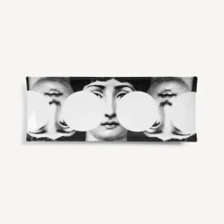 Fornasetti Vassoi Decorativi^Vassoio Rettangolare Tema E Variazioni N.149 Bianco Nero