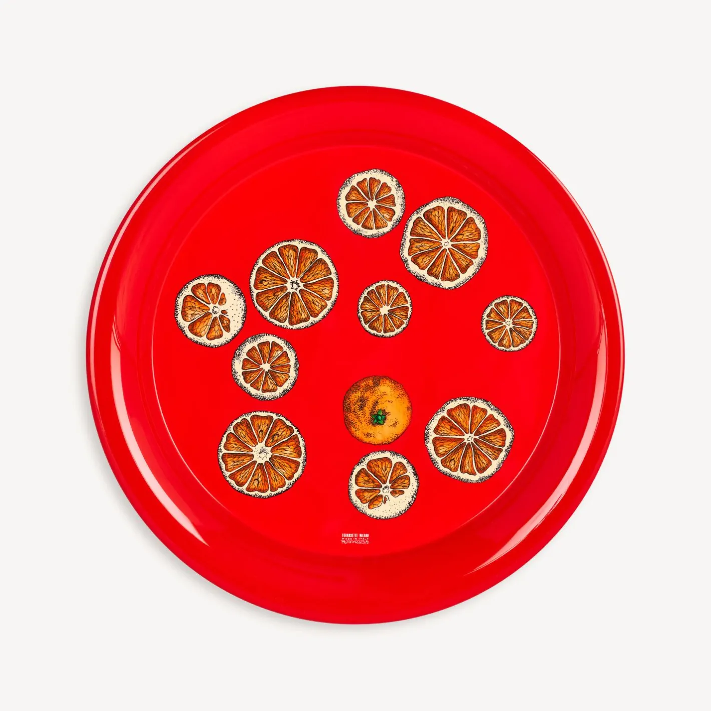 Fornasetti Vassoi E Pliants Decorativi^Vassoio Rotondo Fette D'Arancia Rosso/Bianco/Arancione