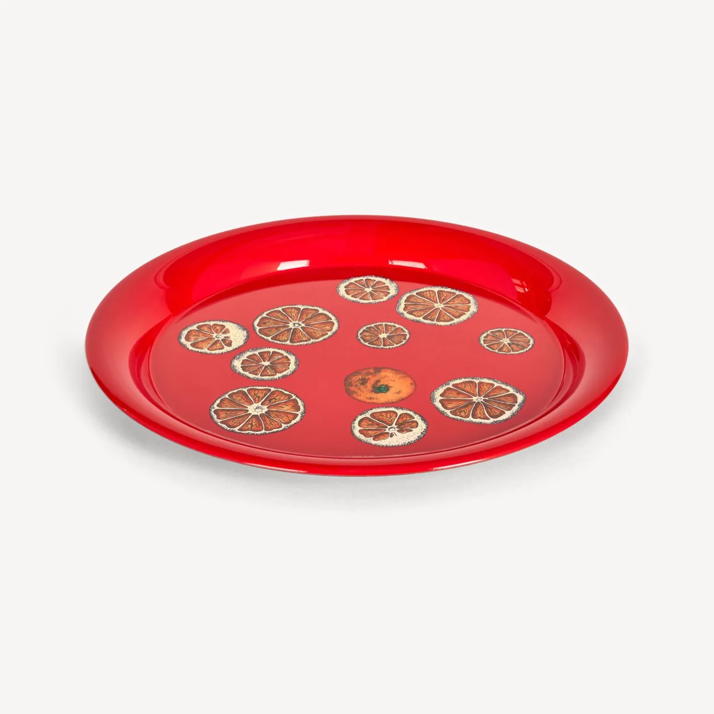 Fornasetti Vassoi E Pliants Decorativi^Vassoio Rotondo Fette D'Arancia Rosso/Bianco/Arancione